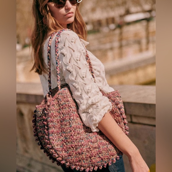 Sezane Raffia June Basket Tote Bag Multicolor - Picture 9 of 10